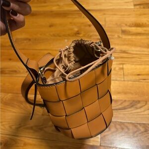 HOBO Tan Leather Woven Shoulder Bag